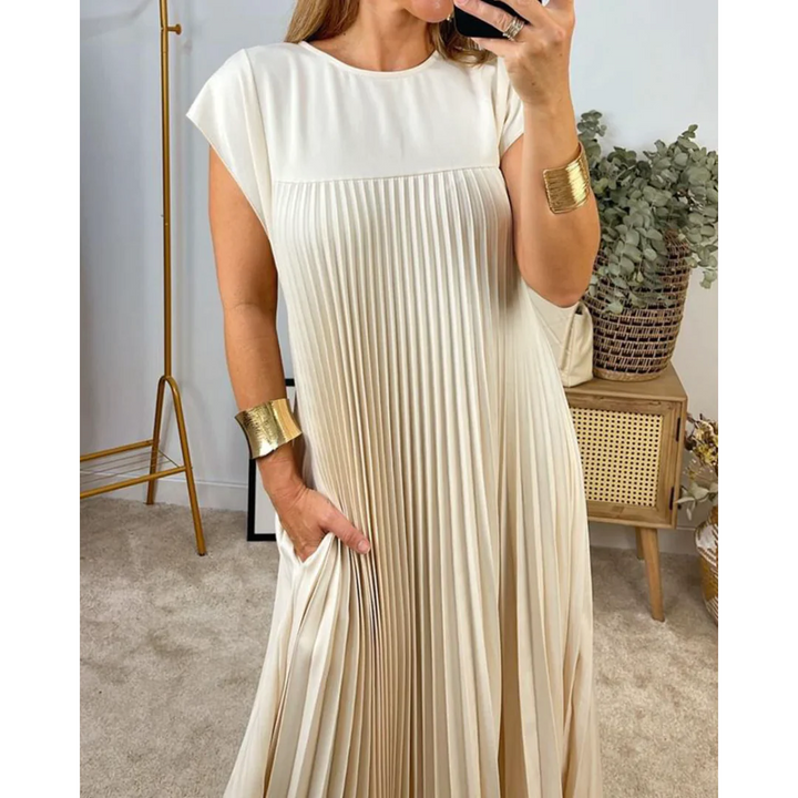 Levoire | Robe sans manches plissée unie élégante pour femmes