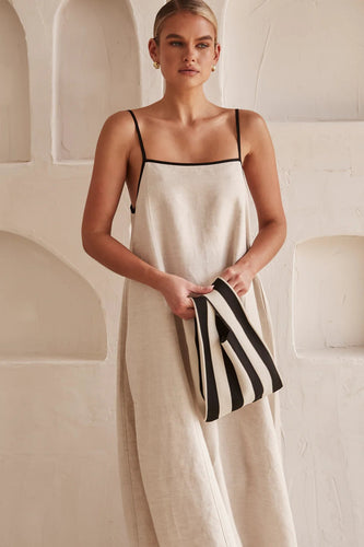 Levoire | Robe En Lin Longue En Contraste