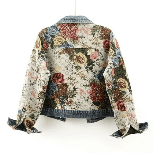 Levoire | Veste En Denim À Fleurs Peintes À La Main Fleurs & Coton Bio