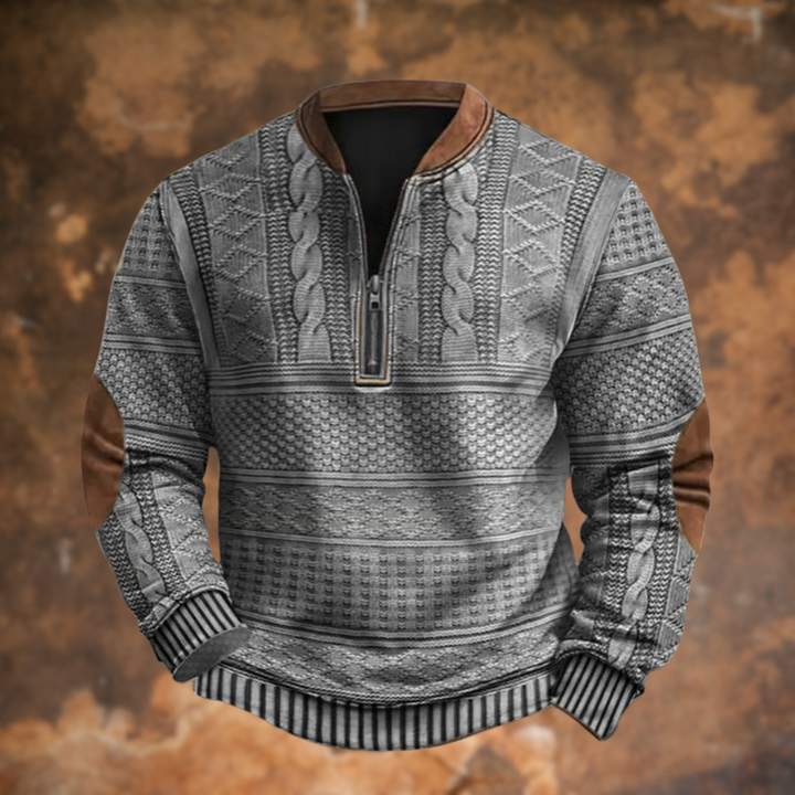Levoire | Sweatshirt Zippé Vintage en Tricot Doux et Confortable Gris