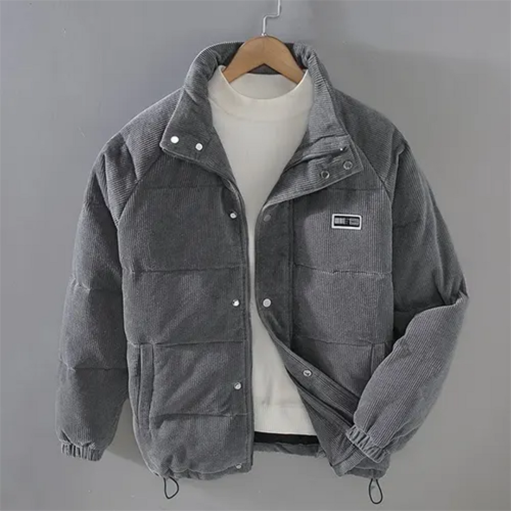 Levoire | Veste en velours côtelé rayé avec boutons décontractée Gris