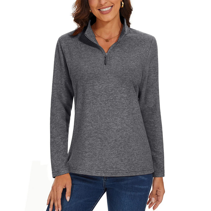 Levoire | Pull femme à fermeture éclair, motif en côtes et confort Gris