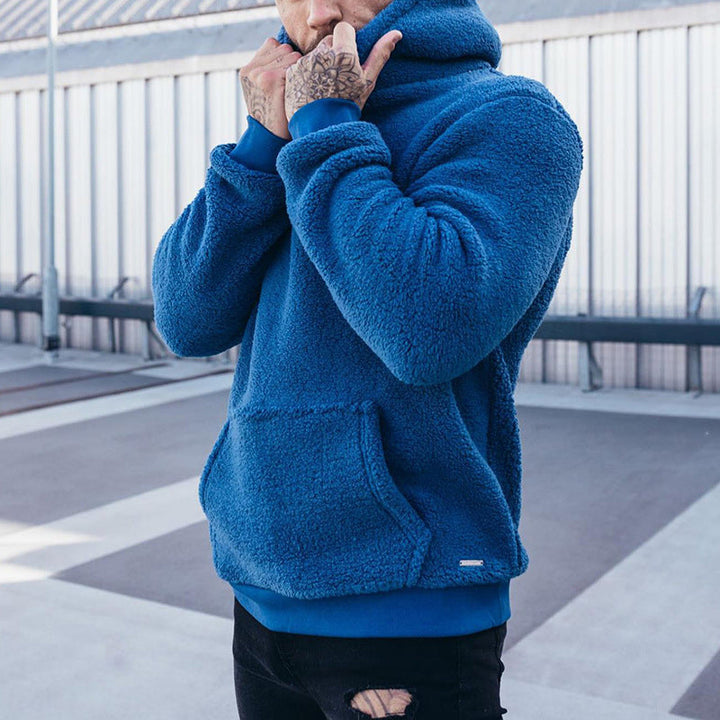 Levoire | Sweat À Capuche En Polaire Fluffy À Manches Longues Avec Poches Bleu