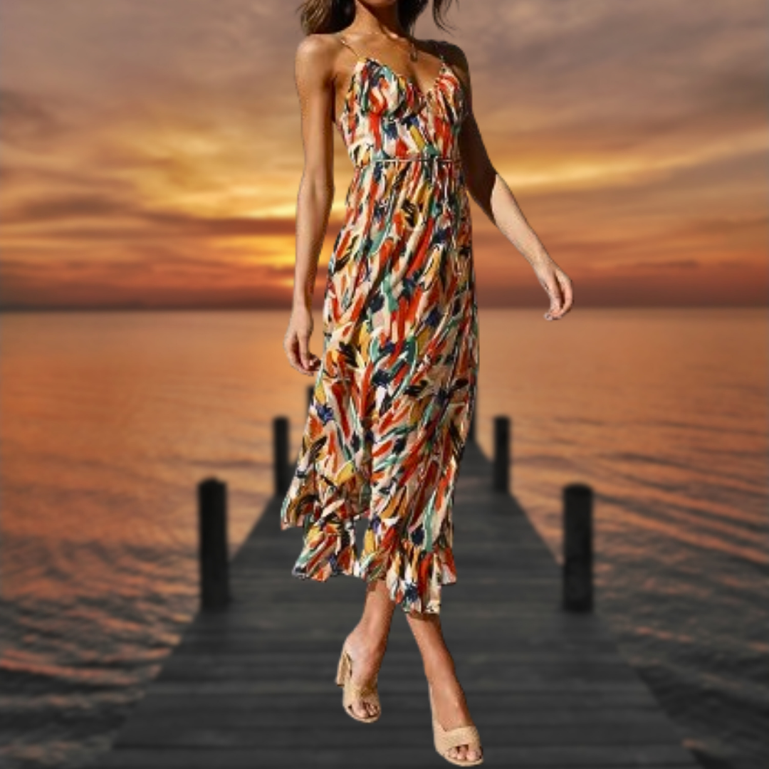 Levoire | Robe de soirée à motif Boho Motif Orange