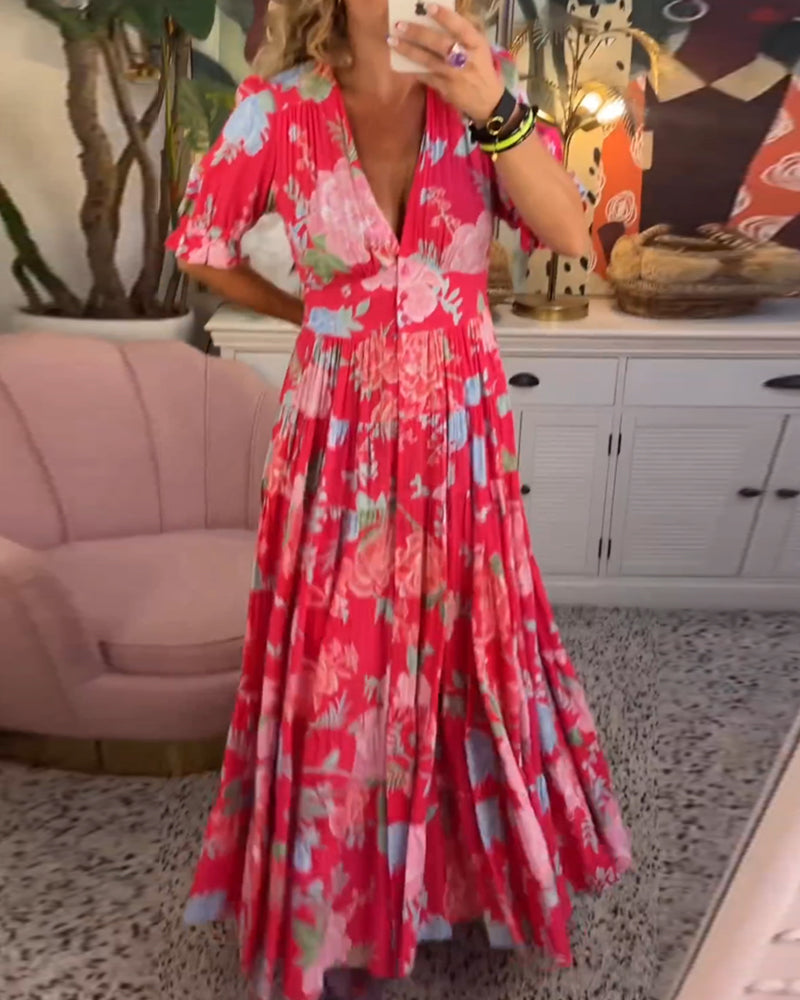 Levoire | Robe à col en V avec motif floral