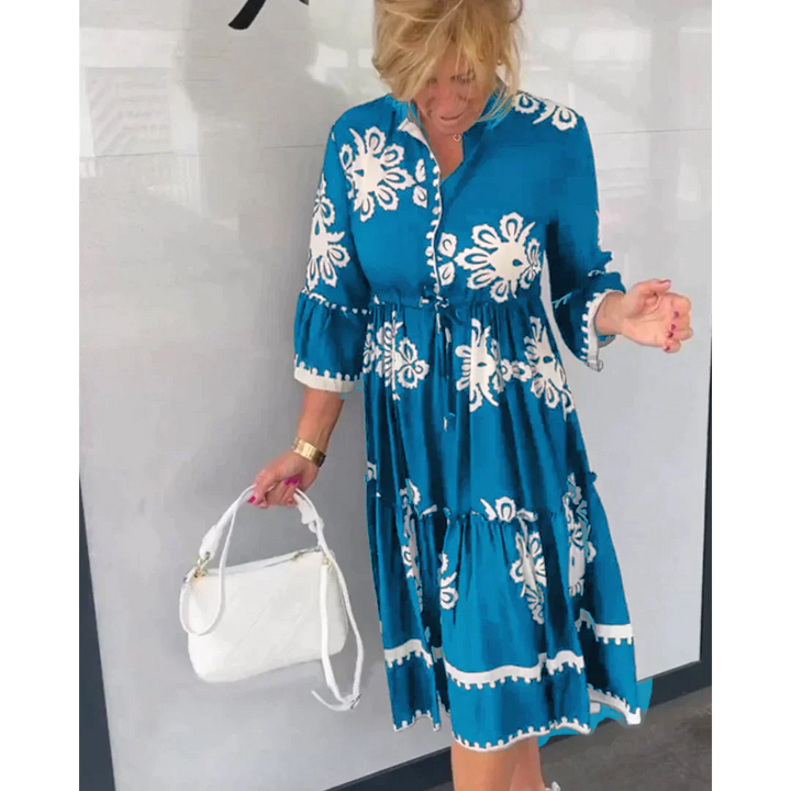 Levoire | Robe florale à manches 3/4 Bleu