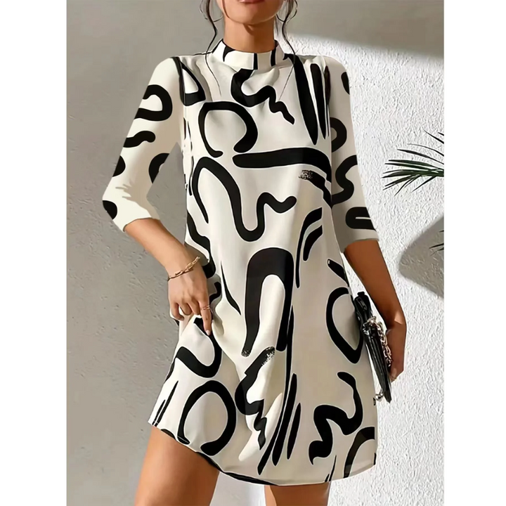 Levoire | Robe Mini Imprimée 3/4 Manches Pour Femmes Blanc