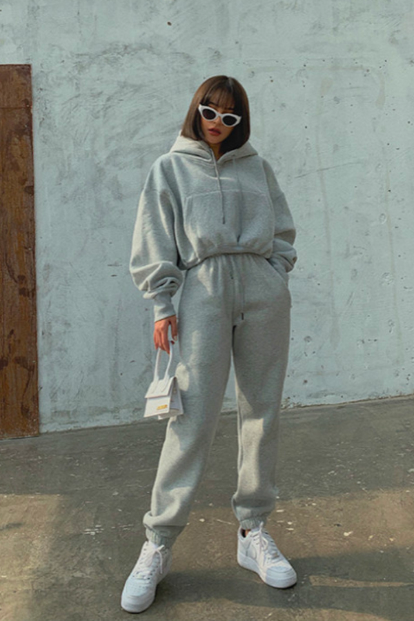Levoire | Sweat à capuche et pantalon modernes et cool Gris