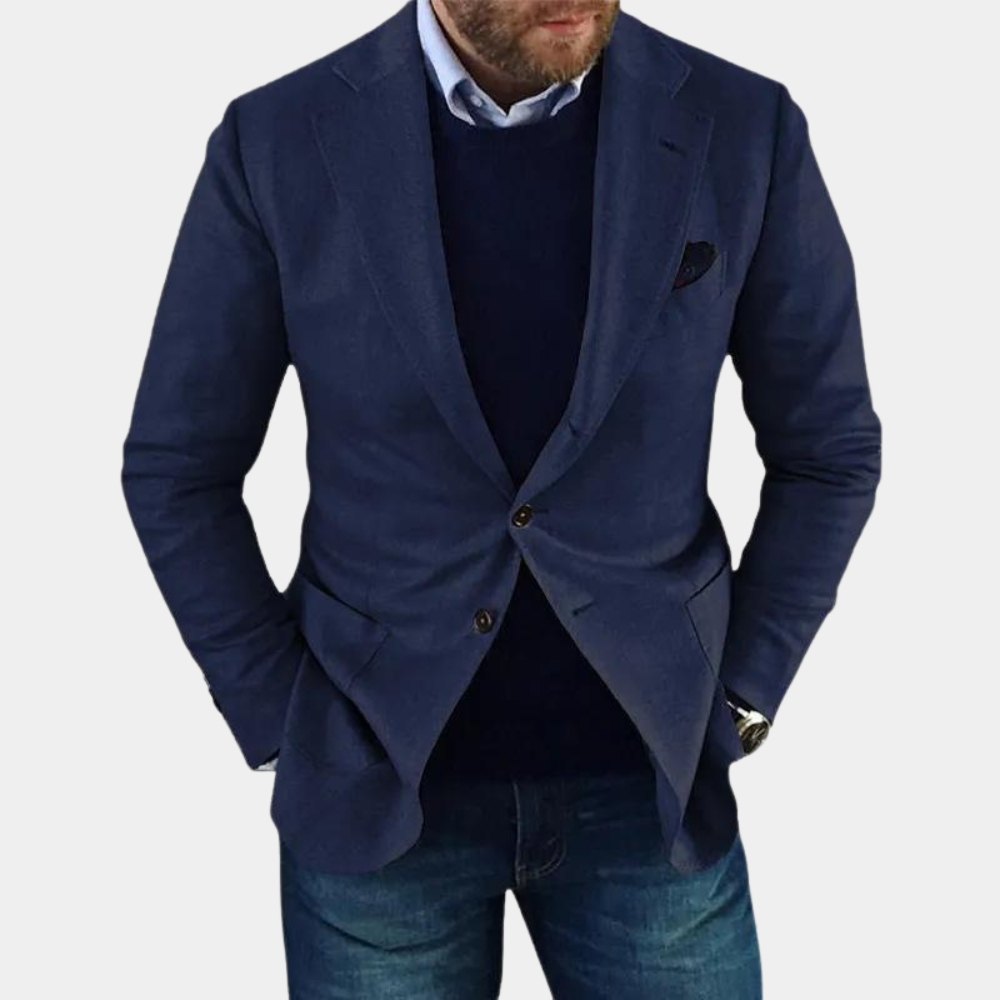 Levoire | Veste pour hommes Blazer élégant Décontracté Boutonné Veste pour hommes Bleu marine
