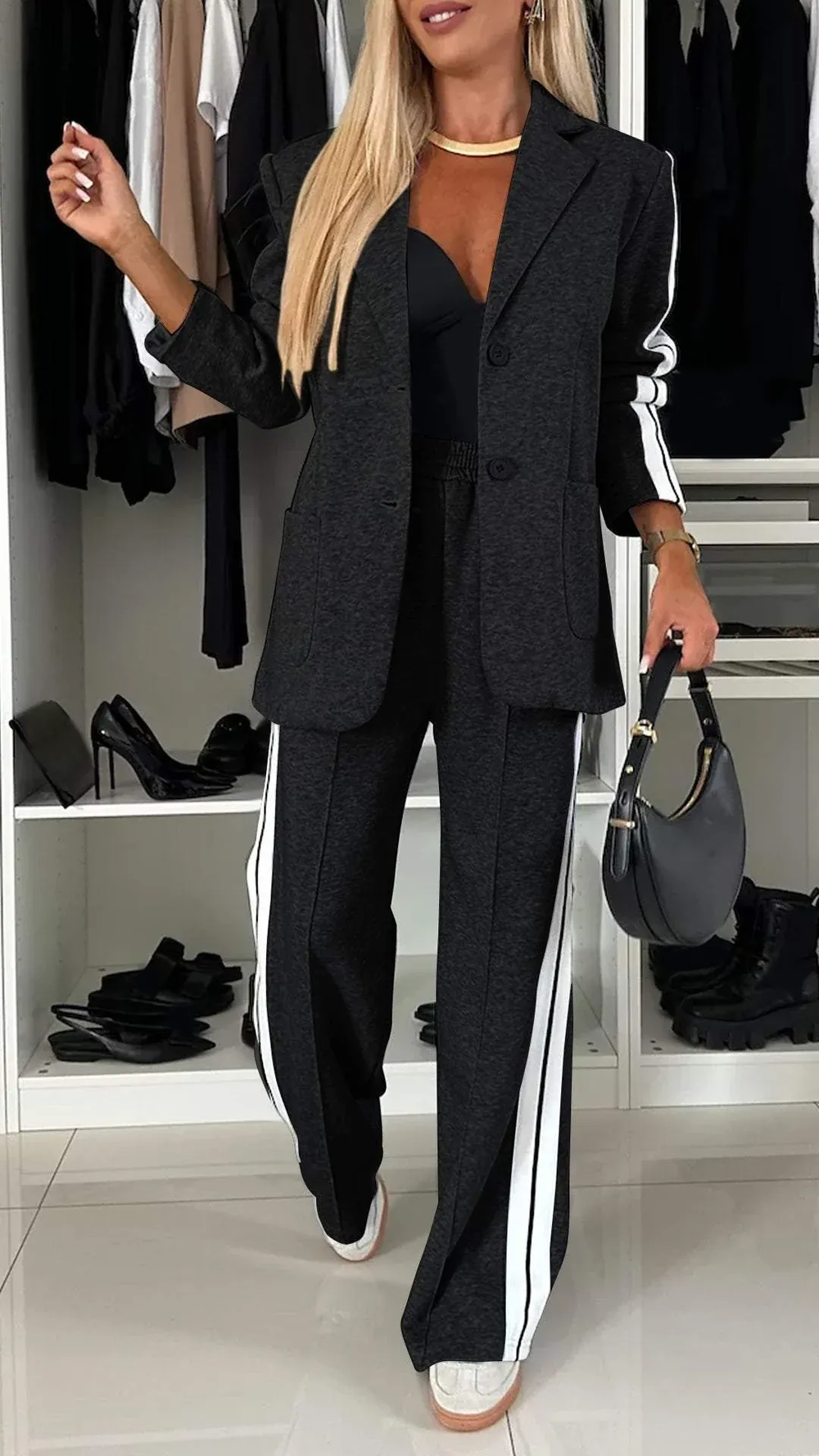 Levoire | Costume De Tous Les Jours Avec Manches Longues Et Col À Revers Classique Noir