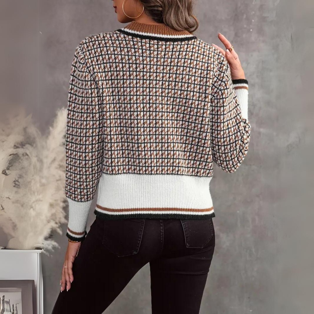 Levoire | Veste En Tricot À Carreaux Décontractée Pour Femmes