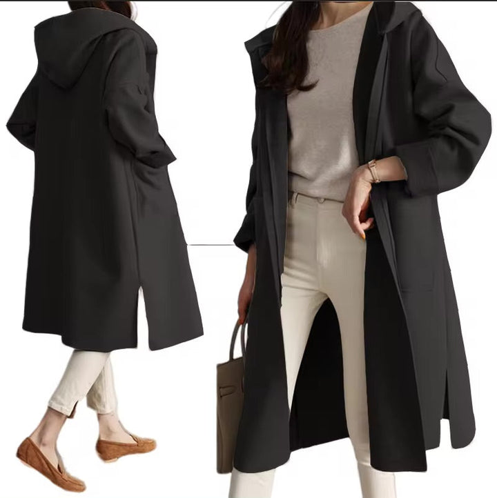 Levoire | Long Manteau Avec Capuche Et Design Ouvert Noir