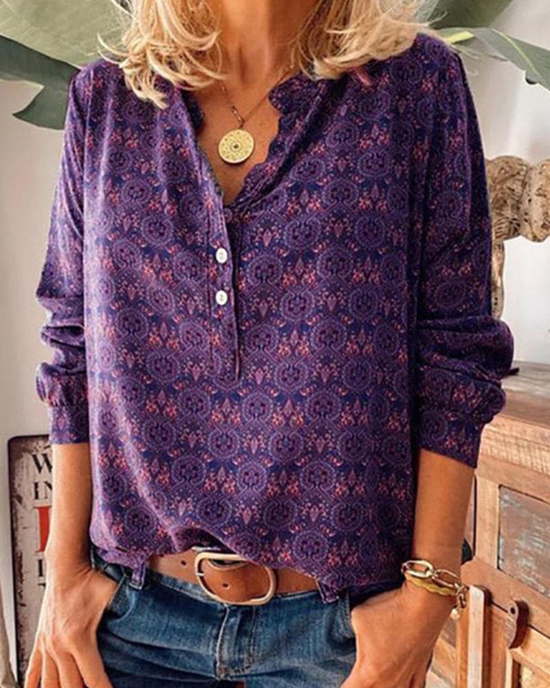 Levoire | Blouse À Manches Longues Et Imprimé Vintage Lila