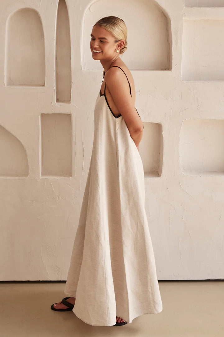 Levoire | Robe En Lin Longue En Contraste