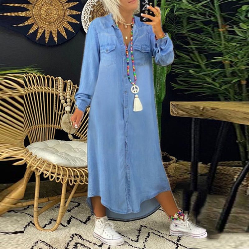 Levoire | Robe En Denim Confortable Bleu ciel