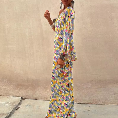 Levoire | Robe Longue Avec Motif Floral Et Une Épaule