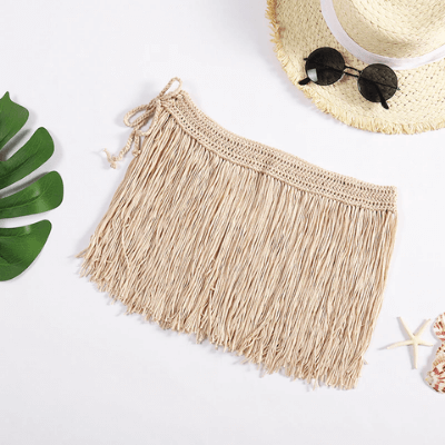 Levoire | Robe De Plage Tricotée À La Main En Crochet Mini Bikini Cover-Up Khaki Une taille