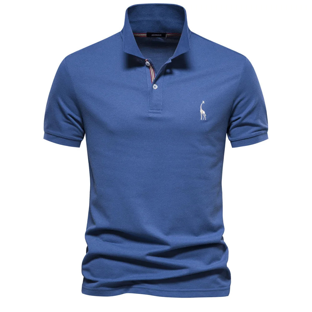 Levoire | Polo en coton luxueux avec logos de cerf Bleu