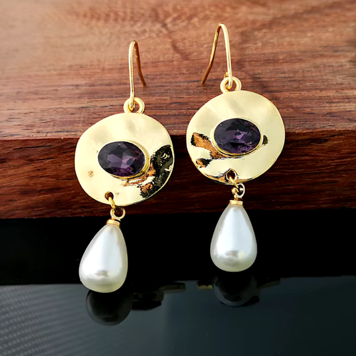 Levoire | Collecte De Vin Or-Violet Zirconium Boucles D'Oreilles En Perles Or
