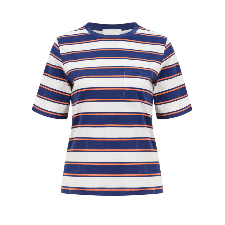Levoire | T-Shirt En Coton Avec Imprimé Rayé Blanc