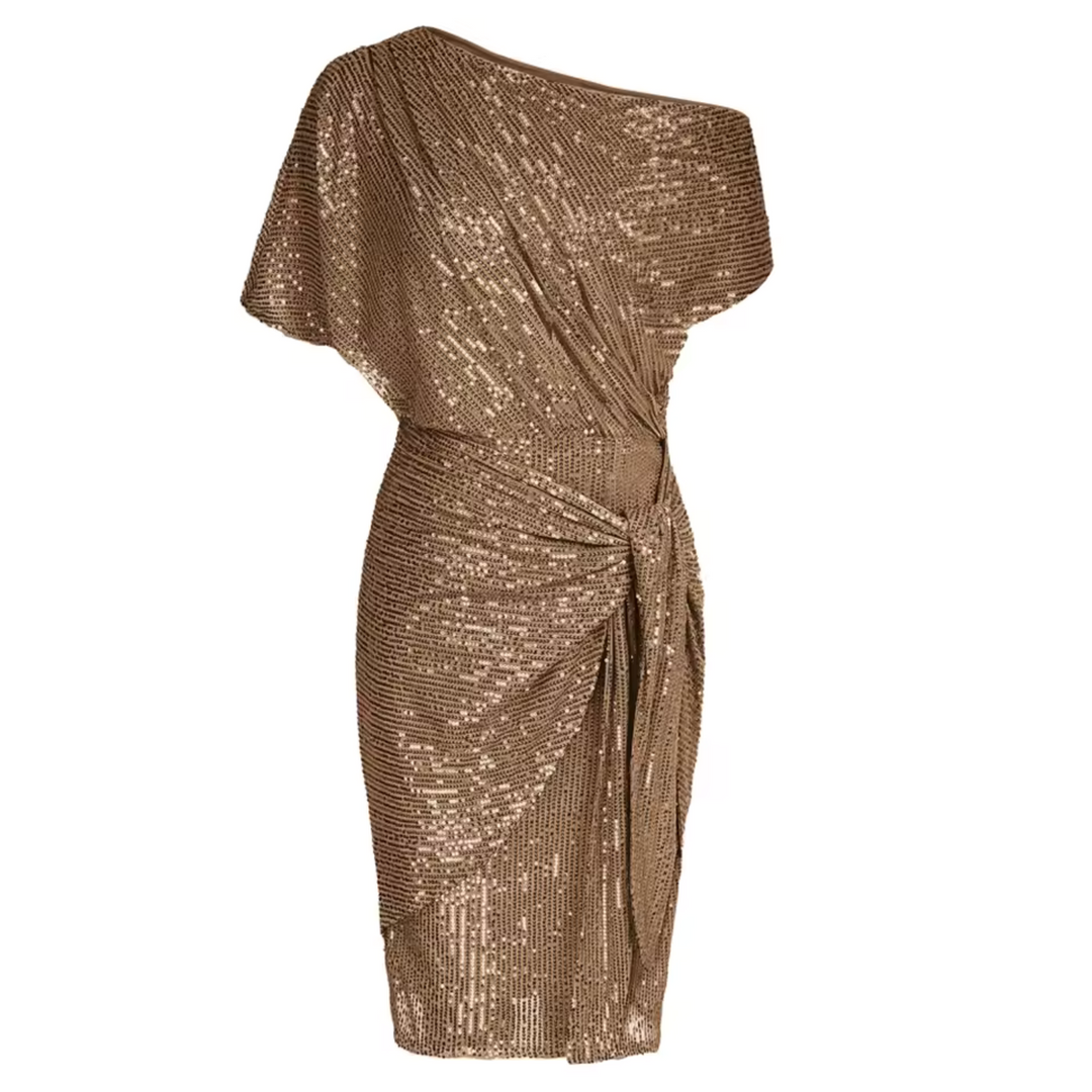 Levoire | Robe élégante en sequins ajustée pour femmes Braun