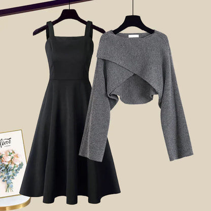 Levoire | Robe Tricot Élégante Combi Ensemble gris