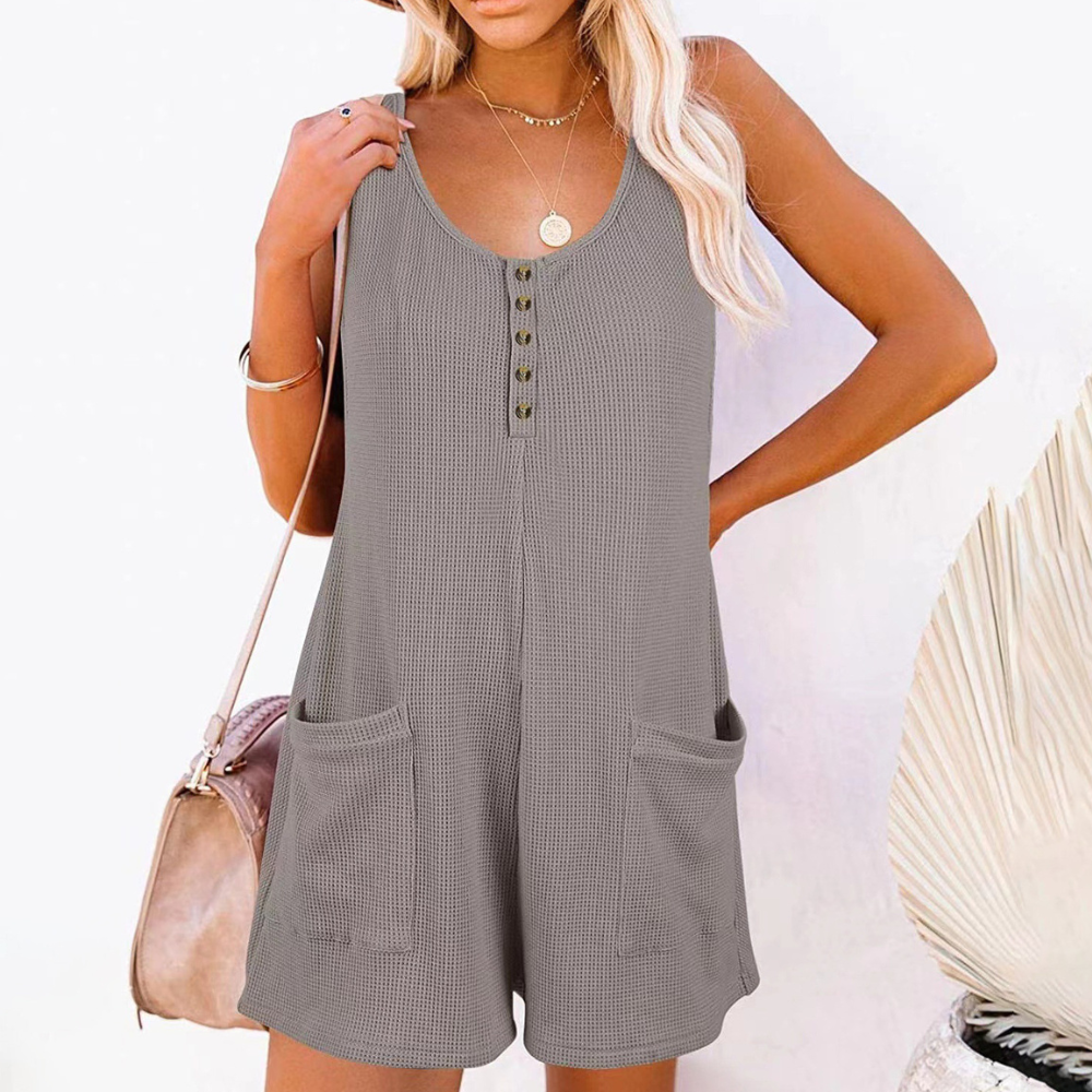 Levoire | Femme Style sans effort Combinaison Combinaison sans manches Shorts Pour femmes Gris