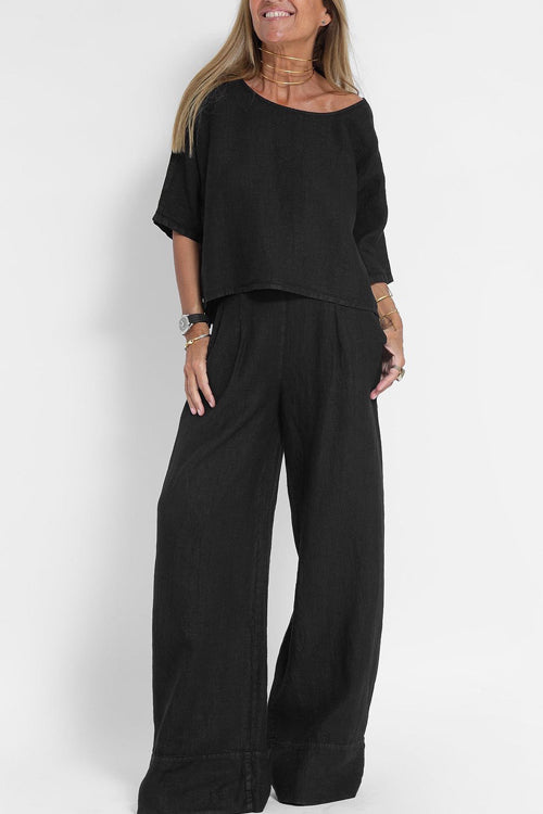 Levoire | Femmes Ensemble Léger Deux Pièces Avec Pantalon Taille Haute Pour Femmes Noir