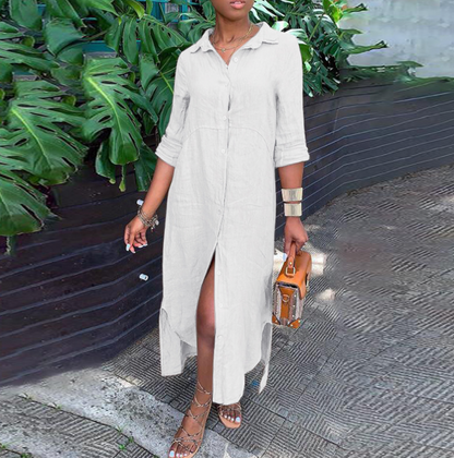 Levoire | Robe chemise confortable en lin Blanc