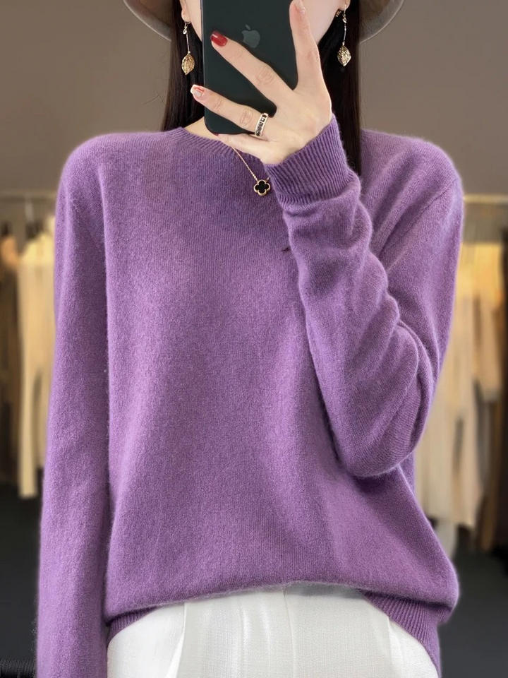 Levoire | Cachemire Tricot Femmes Col Ronde, Doux & Chaud Luxe Lilas