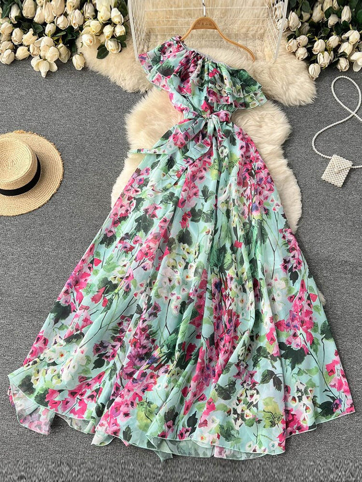 Levoire | Imprimé Floral En Angle Épaule Une taille Vert