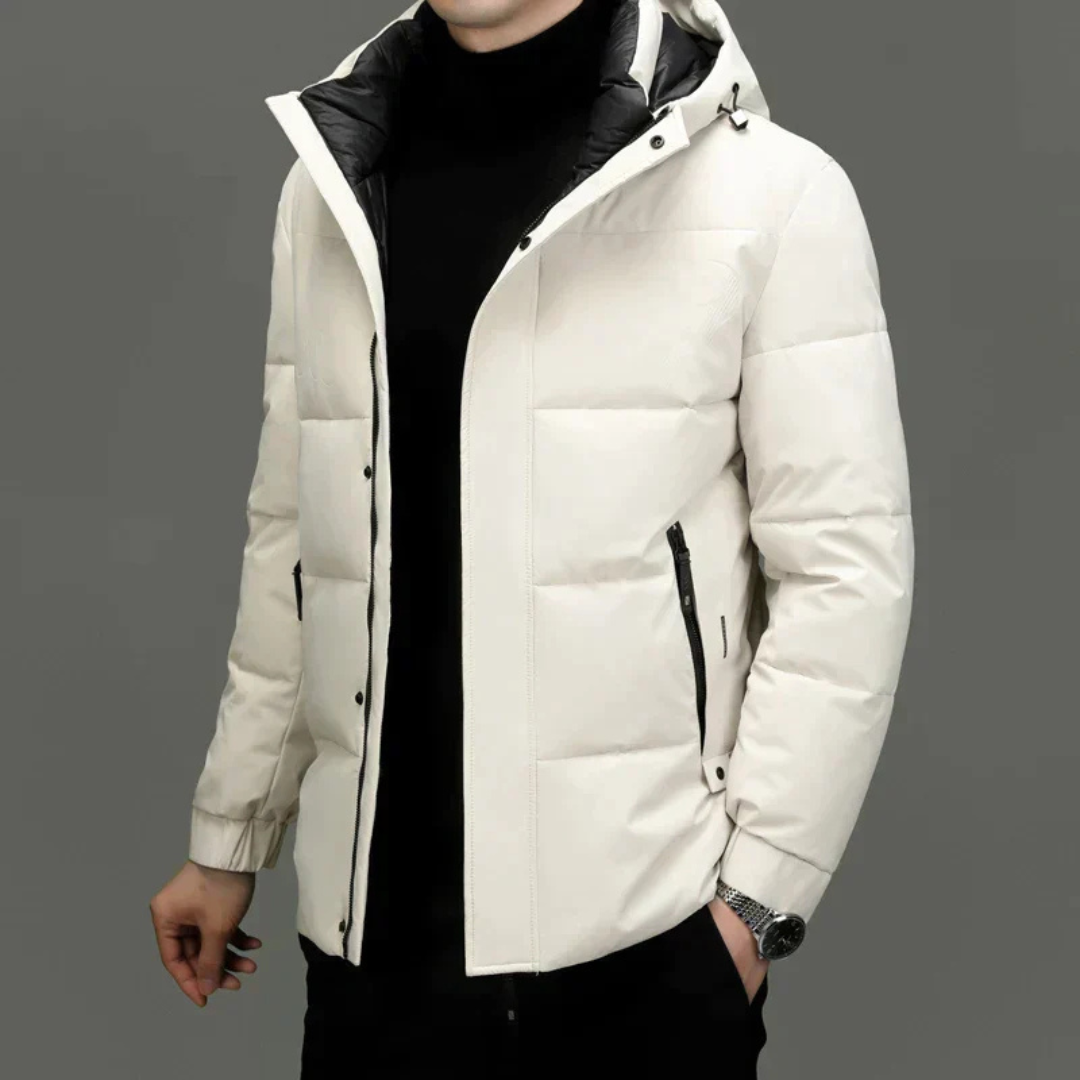 Levoire | Velours Polaire Hommes Capuche Blanc Noir