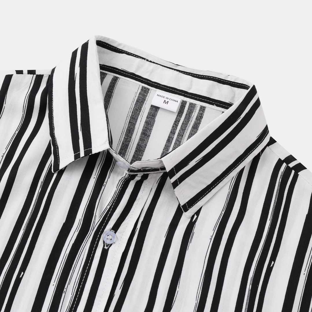Levoire | Chemise À Manches Courtes Pour Hommes Blanc Noir