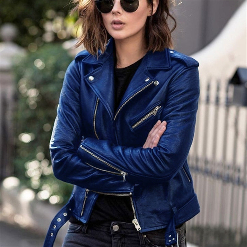 Levoire | Veste tendance pour femmes look cuir polyvalent Bleu