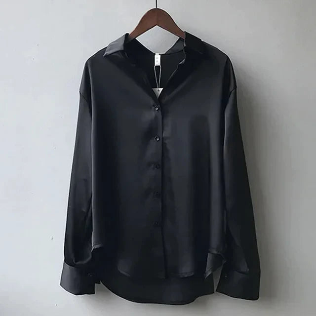 Levoire | Blouse élégante pour femmes, chemisier à manches longues avec boutons Noir