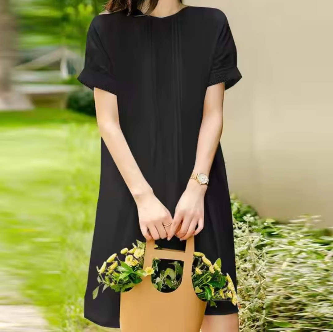 Levoire | Robe Élégante Avec Encolure Ronde Noir