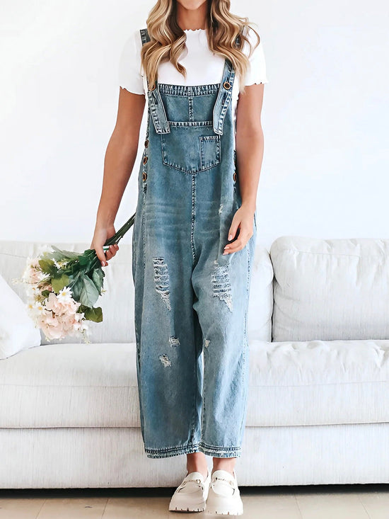 Levoire | Femme Salopette en Denim Décontractée Confortable & Élégante Bleu