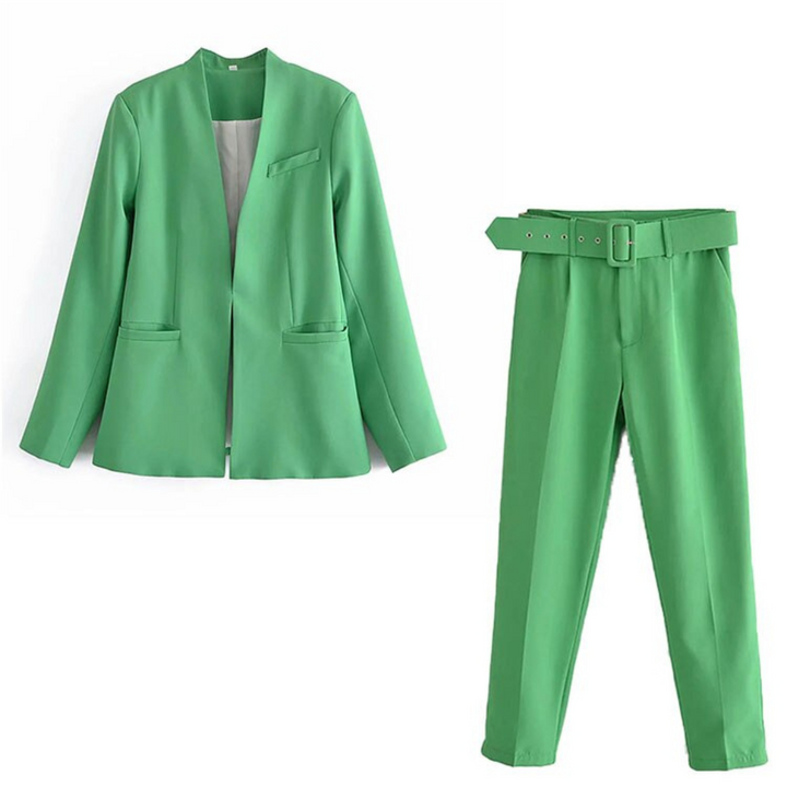Levoire | Blazer Satz Veste & Pantalons Avec Ceinture Vert