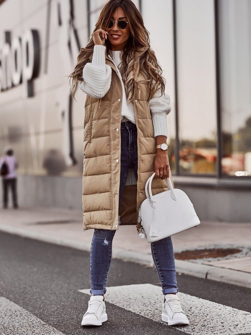 Levoire | Gilet Long Élégant Pour Femmes Beige
