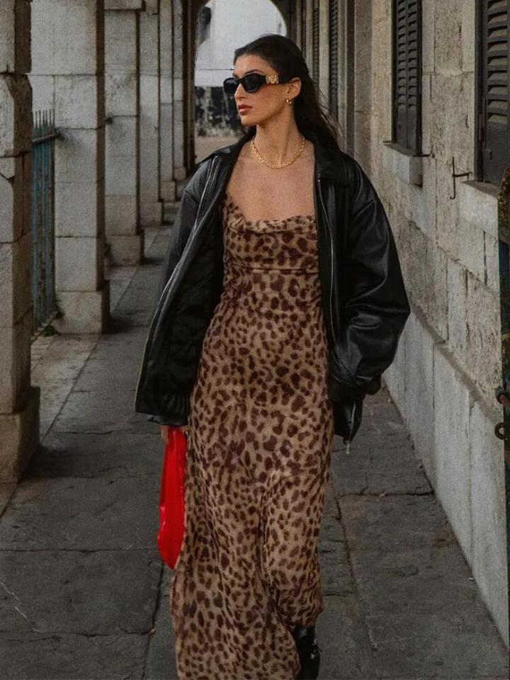 Levoire | Robe Élégante Avec Motif Léopard Pour Femmes