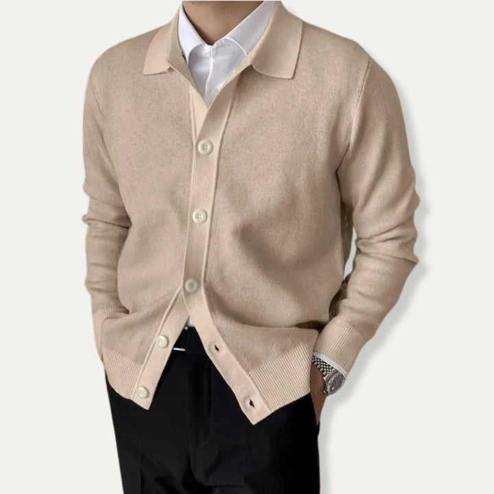Levoire | Élégante Cardigan Homme À Boutons Beige