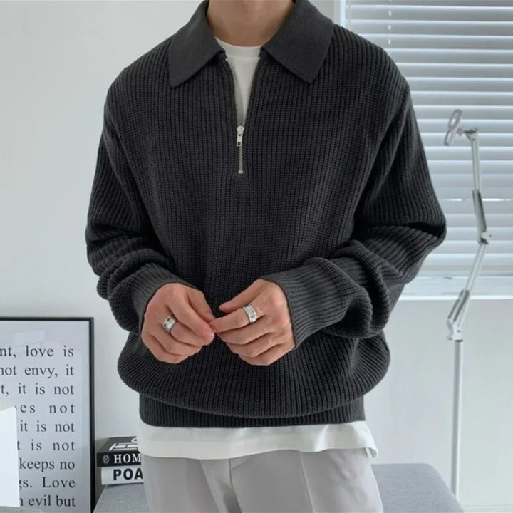 Levoire | Tricot À Manches Longues Pour Homme | Fermeture Éclair Noir