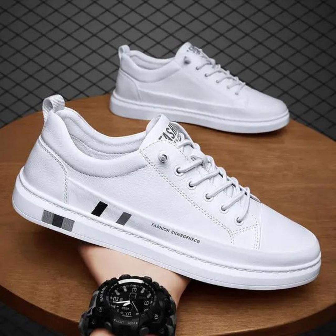 Levoire | Chaussures En Cuir Pour Hommes Avec Impression De Lettres Blanc