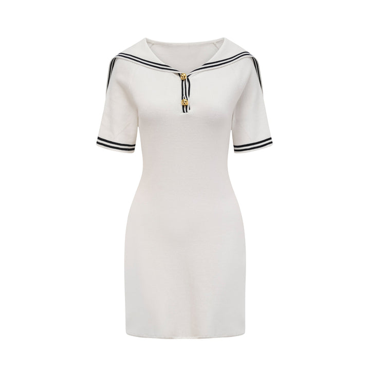 Levoire | Col Bateau Coton Manches Courtes Robe Mini