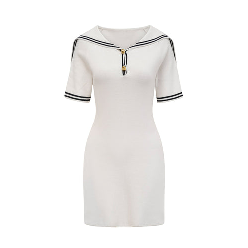 Levoire | Col Bateau Coton Manches Courtes Robe Mini