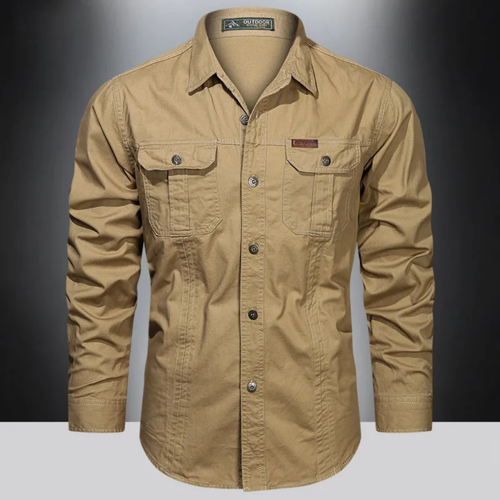 Levoire | Chemise Pour Hommes Avec Boutons, Adaptée À La Fois Pour La Détente Et Les Activités En Extérieur Kaki