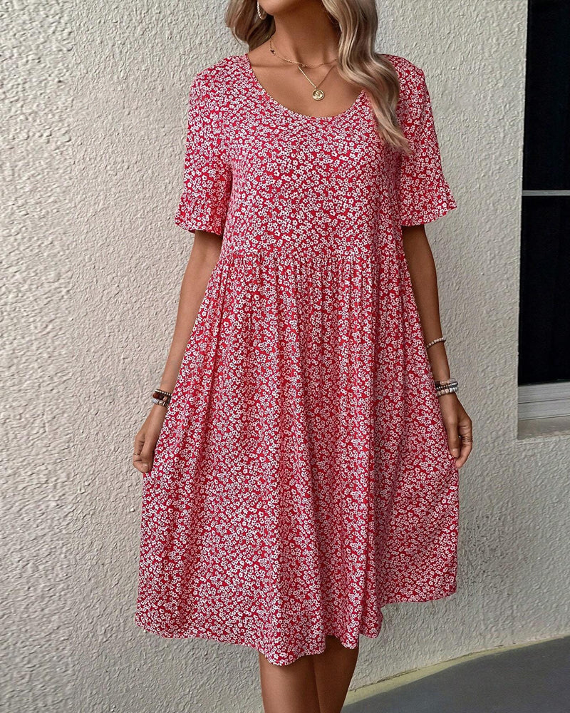 Levoire | Robe Midi Élégante Pour Femmes À Fleurs Rot