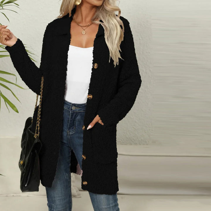 Levoire | Veste En Tricot Unie Décontractée Pour Femmes Noir