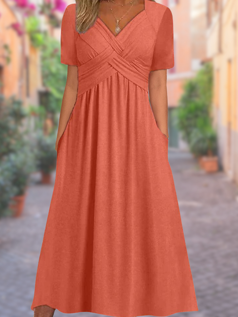 Levoire | Robe D'Ete Elegante Flatteuse Et Respirante Femmes Orange