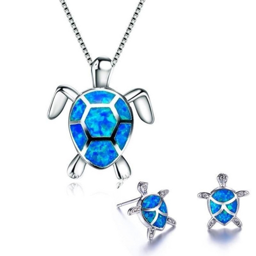 Levoire | Collier Tortue + Boucles D'Oreilles En Opale Et Argent Argent
